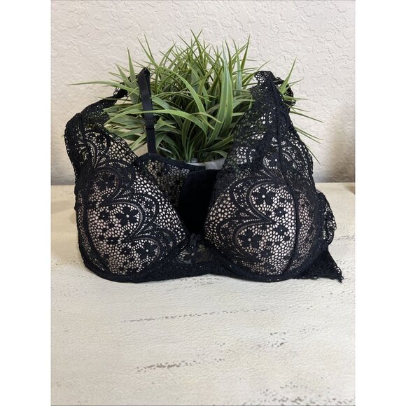 Marilyn Monroe RN 90410 Black Polyester Padded Push Up Bra Size 38 C - Picture 1 of 13